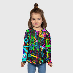 Лонгслив детский Падающие буквы - ТЕКСТУРА, цвет: 3D-принт — фото 2