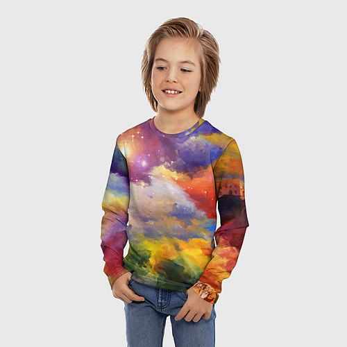 Детский лонгслив Красочный горный пейзаж Грузия Colorful mountain l / 3D-принт – фото 3