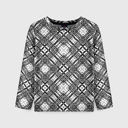 Лонгслив детский Черно-белый геометрический узор в клетку, цвет: 3D-принт