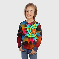 Лонгслив детский Красочная неоновая спираль Colorful neon spiral, цвет: 3D-принт — фото 2