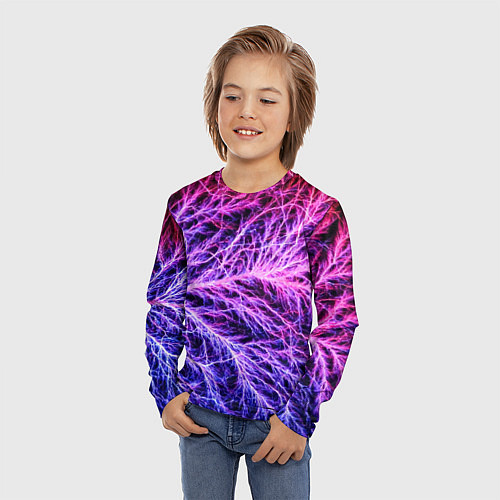 Детский лонгслив Авангардный неоновый паттерн Мода Avant-garde neon / 3D-принт – фото 3