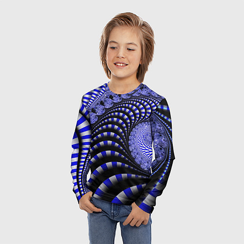 Детский лонгслив Неоновая спираль Абстракция Neon Spiral Abstractio / 3D-принт – фото 3