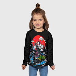 Лонгслив детский Шинобу Кочо Гию Томиока КЛИНОК РАССЕКАЮЩИЙ ДЕМОНОВ, цвет: 3D-принт — фото 2