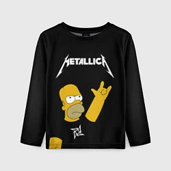 Лонгслив детский Metallica Гомер Симпсон рокер, цвет: 3D-принт