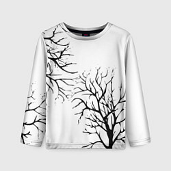 Лонгслив детский Черные ветки деревьев на белом фоне, цвет: 3D-принт
