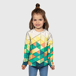 Лонгслив детский Цветные объемные треугольники, цвет: 3D-принт — фото 2