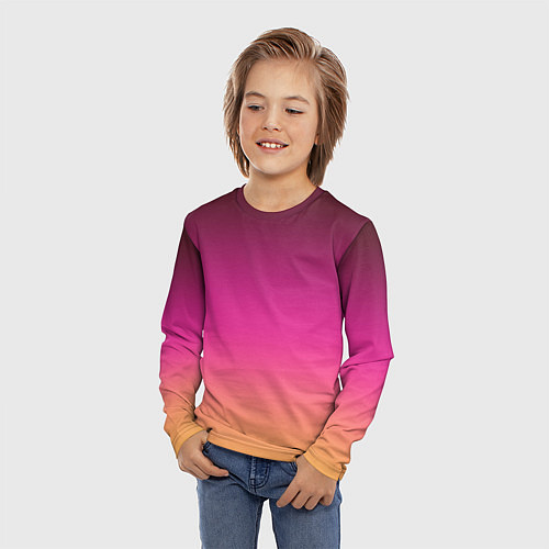 Детский лонгслив Оранжево-пурпурный градиент / 3D-принт – фото 3