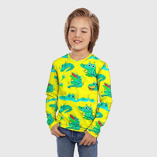 Детский лонгслив GREEN CROCODILES / 3D-принт – фото 3