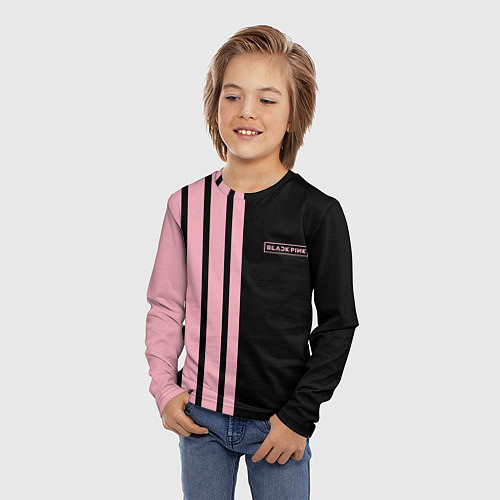 Детский лонгслив BLACKPINK HALF BLACK-PINK MINI LOGO / 3D-принт – фото 3