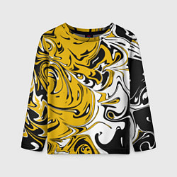 Лонгслив детский Черно-желтые разводы, цвет: 3D-принт