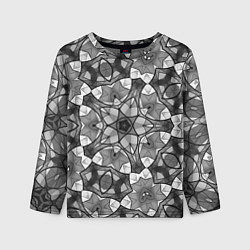 Лонгслив детский Черно-белый геометрический мозаичный узор, цвет: 3D-принт