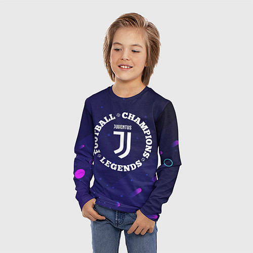 Детский лонгслив Символ Juventus и круглая надпись Football Legends / 3D-принт – фото 3