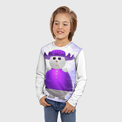 Лонгслив детский Снеговик в фиолетовой шляпе, цвет: 3D-принт — фото 2