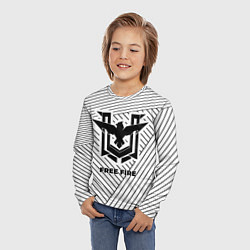 Лонгслив детский Символ Free Fire на светлом фоне с полосами, цвет: 3D-принт — фото 2