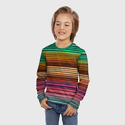 Лонгслив детский Multicolored thin stripes Разноцветные полосы, цвет: 3D-принт — фото 2