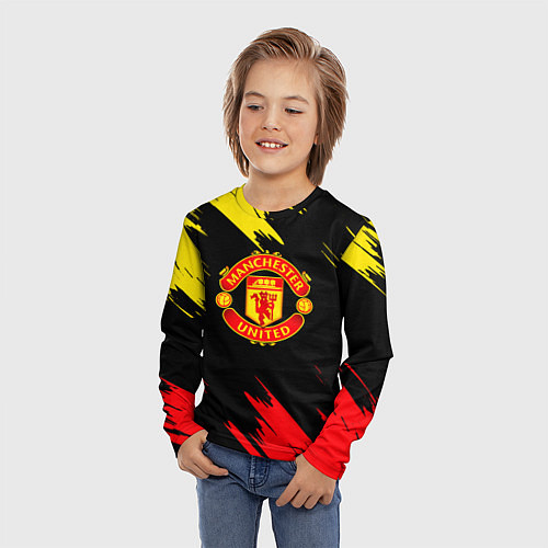 Детский лонгслив Manchester united Texture / 3D-принт – фото 3