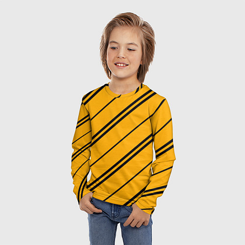 Детский лонгслив Полосы желтые черные / 3D-принт – фото 3