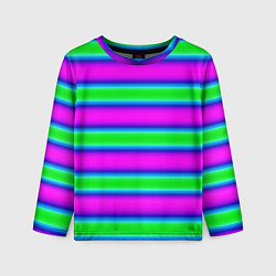Лонгслив детский Зеленый и фиолетовые яркие неоновые полосы striped, цвет: 3D-принт