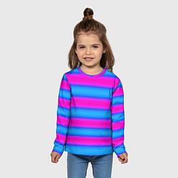 Лонгслив детский Striped pattern яркий неоновый полосатый узор, цвет: 3D-принт — фото 2