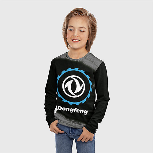 Детский лонгслив Dongfeng в стиле Top Gear со следами шин на фоне / 3D-принт – фото 3