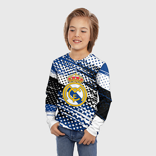 Детский лонгслив Real madrid Реал Мадрид краски / 3D-принт – фото 3
