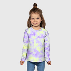 Лонгслив детский Нежный желто-фиолетовый тай дай, цвет: 3D-принт — фото 2