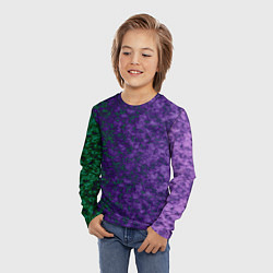 Лонгслив детский Marble texture purple green color, цвет: 3D-принт — фото 2