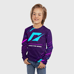 Лонгслив детский Символ Need for Speed в неоновых цветах на темном, цвет: 3D-принт — фото 2