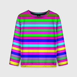 Лонгслив детский Multicolored neon bright stripes, цвет: 3D-принт