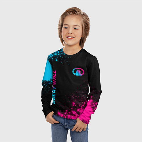 Детский лонгслив Great Wall Neon Gradient / 3D-принт – фото 3