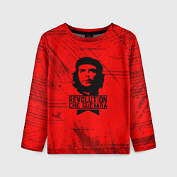 Лонгслив детский Че Гевара - на красном фоне, цвет: 3D-принт