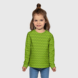 Лонгслив детский Зеленые светлые и темные волнистые полосы, цвет: 3D-принт — фото 2