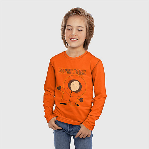 Детский лонгслив Южный Парк - на оранжевом фоне / 3D-принт – фото 3