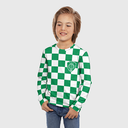 Детский лонгслив ФК Ахмат на фоне бело зеленой формы в квадрат / 3D-принт – фото 3