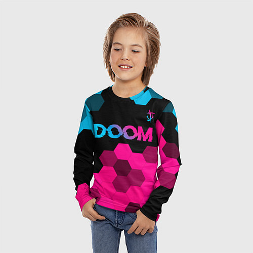 Детский лонгслив Doom Neon Gradient / 3D-принт – фото 3