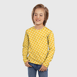 Лонгслив детский Белые крестики на желтом фоне, цвет: 3D-принт — фото 2