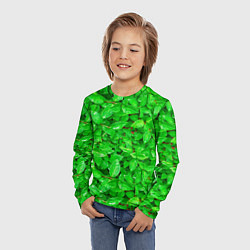 Лонгслив детский Зелёные листья - текстура, цвет: 3D-принт — фото 2