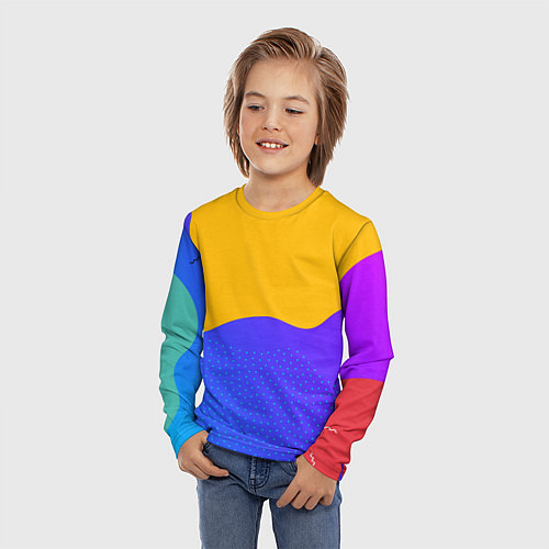 Детский лонгслив Яркие разноцветные пятна / 3D-принт – фото 3