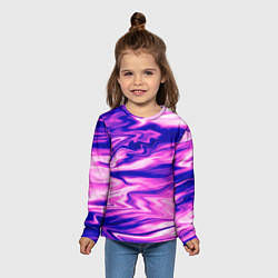 Лонгслив детский Розово-фиолетовый мраморный узор, цвет: 3D-принт — фото 2