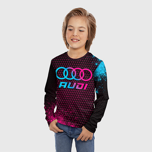 Детский лонгслив Audi - neon gradient / 3D-принт – фото 3