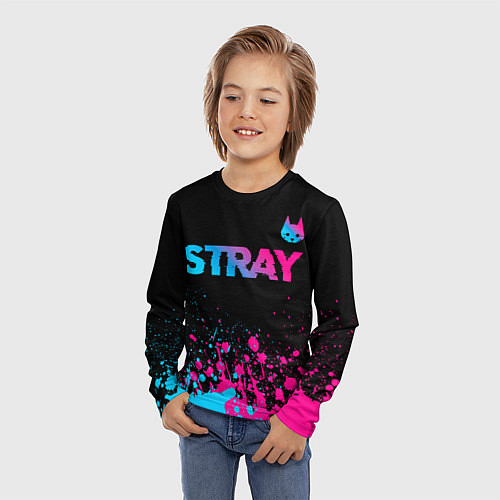 Детский лонгслив Stray - neon gradient logo / 3D-принт – фото 3