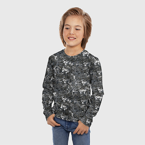 Детский лонгслив Темно серый графитовый с текстурой камня / 3D-принт – фото 3