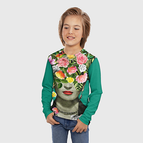 Детский лонгслив Фрида Кало - Арт Портрет / 3D-принт – фото 3