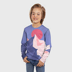 Лонгслив детский Пейзаж гор и леса в стиле ретро, цвет: 3D-принт — фото 2