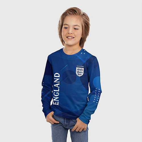 Детский лонгслив Сборная Англии Синяя Абстракция / 3D-принт – фото 3