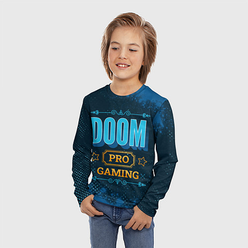 Детский лонгслив Игра Doom: pro gaming / 3D-принт – фото 3