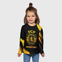 Лонгслив детский Sporting - gold gradient, цвет: 3D-принт — фото 2