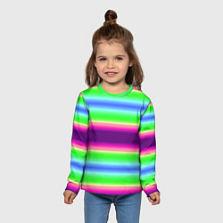 Лонгслив детский Яркие разноцветные размытые полосы, цвет: 3D-принт — фото 2
