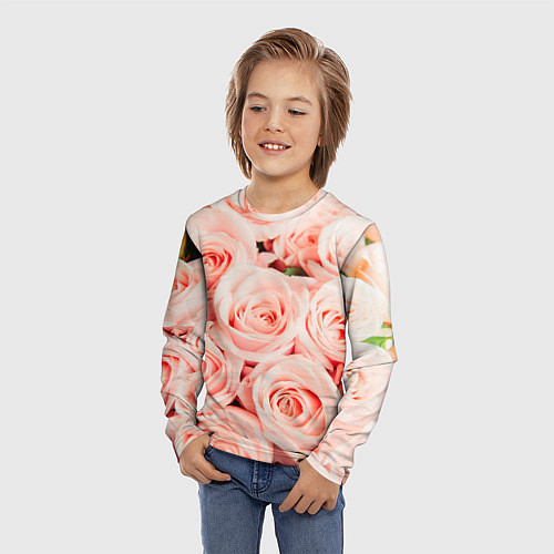 Детский лонгслив Нежно - розовые Розы / 3D-принт – фото 3