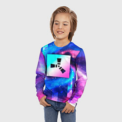 Лонгслив детский Rust неоновый космос, цвет: 3D-принт — фото 2